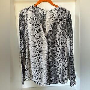 Joie Silk Monochrome Snake Print Blouse